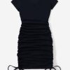 Women Styched Fashion | V-Neck Drawstring Ruched Side Dress