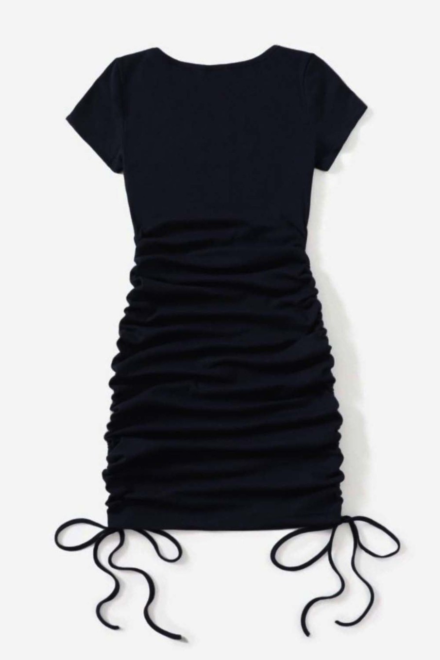 Women Styched Fashion | V-Neck Drawstring Ruched Side Dress