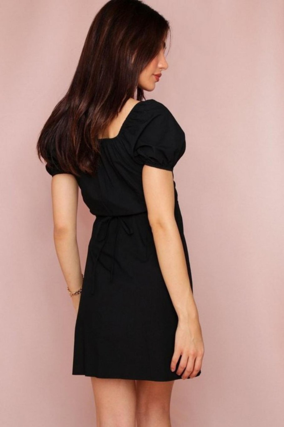 Women Styched Fashion | Black Bardot Wrap Dress