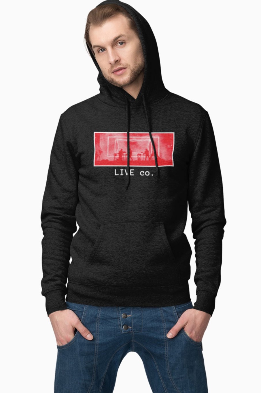 Men Styched Fashion | Live Co Concert Premium Non Zipper Black Hoodie