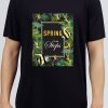 Men Styched Fashion | Spring In My Steps - Grunge Tropical Printed Black Tee