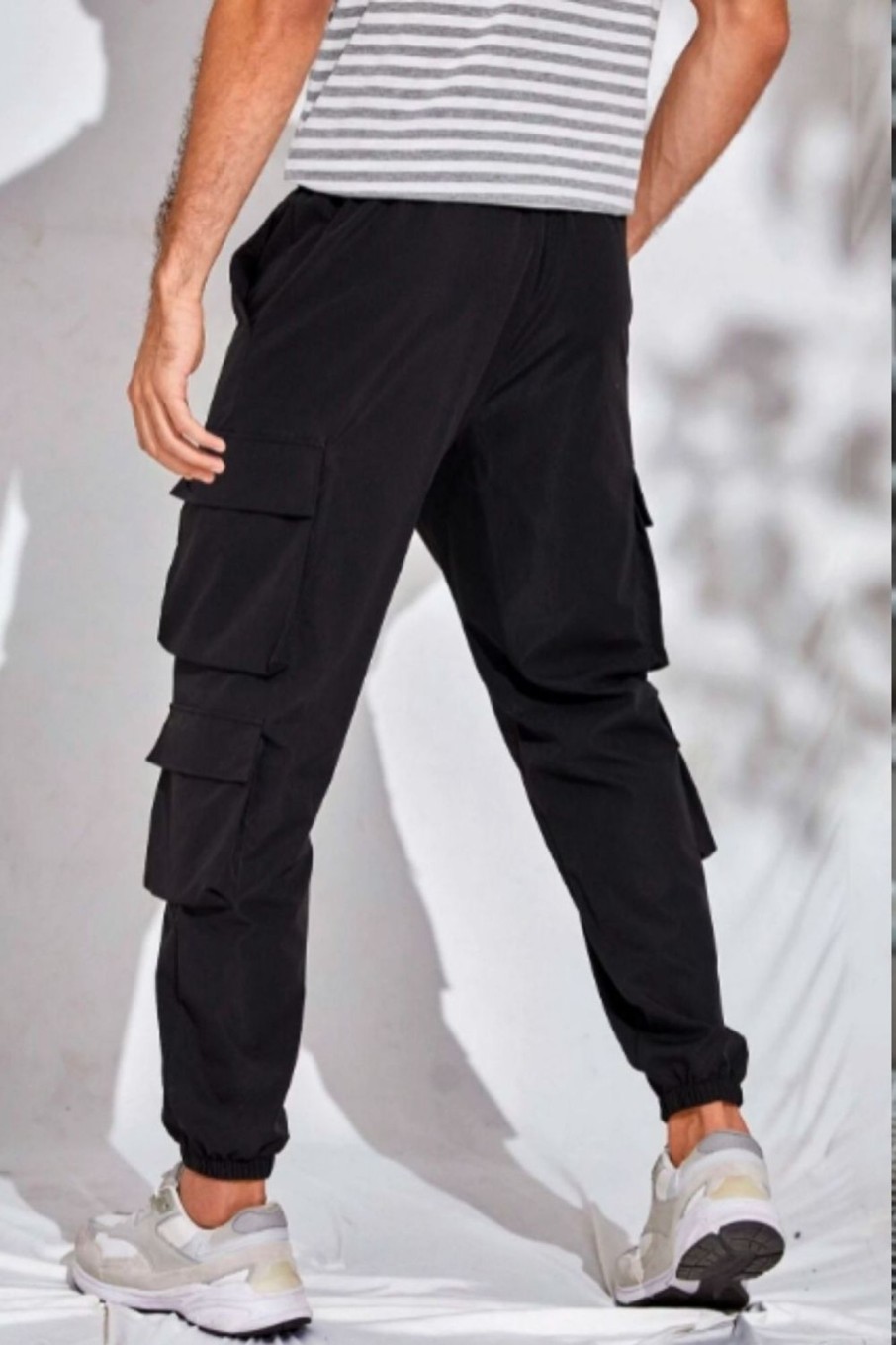 Men Styched Fashion | Drawstring Waist Flap Pocket Cargo Trousers