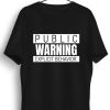 Men Styched Fashion | Public Warning Graphic Printed Black Tshirt