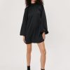 Women Styched Fashion | Plain Balloon Sleeve Mini Smock Dress