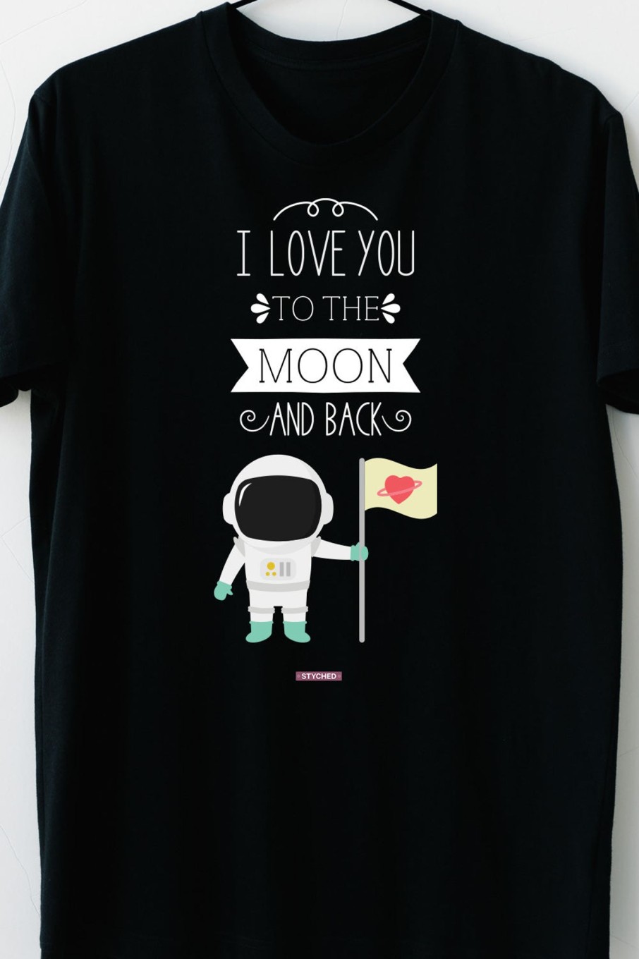 Men Styched Fashion | Love You To The Moon And Back - Contemporary Casual Tshirt Black