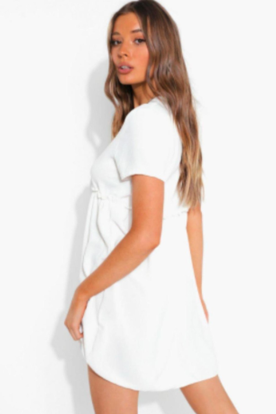 Women Styched Fashion | V Neck Ruffled White Dress