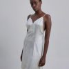 Women Styched Fashion | Button Front White Cute Mini Slip Dress