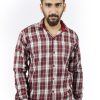 Men Styched Fashion | White And Maroon Checked Slim Fit Shirt