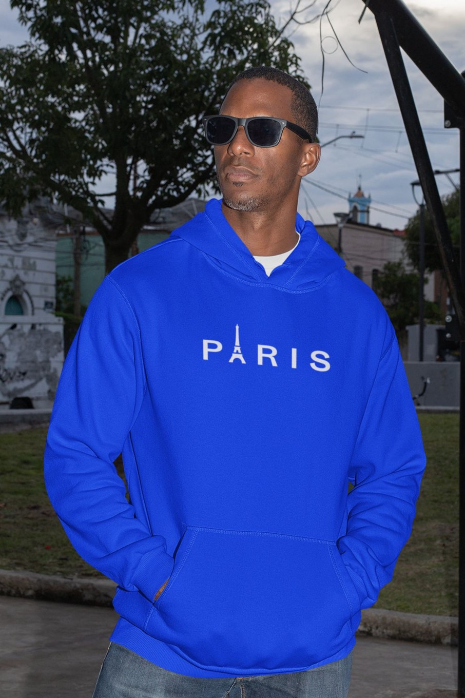 Men Styched Fashion | Paris Premium Non Zipper Blue Hoodie