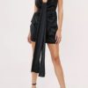 Women Styched Fashion | Ruched Self Fabric Hanging Belt Dress