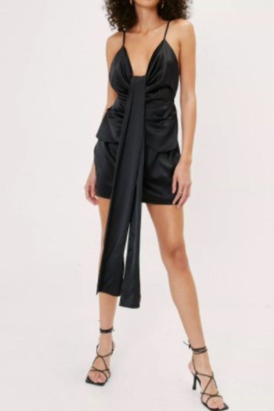 Women Styched Fashion | Ruched Self Fabric Hanging Belt Dress