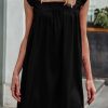 Women Styched Fashion | Ruffle Smock Dress Black