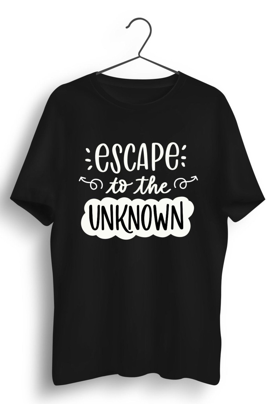 Men Styched | Escape To The Unknown Graphic Printed Black Tshirt