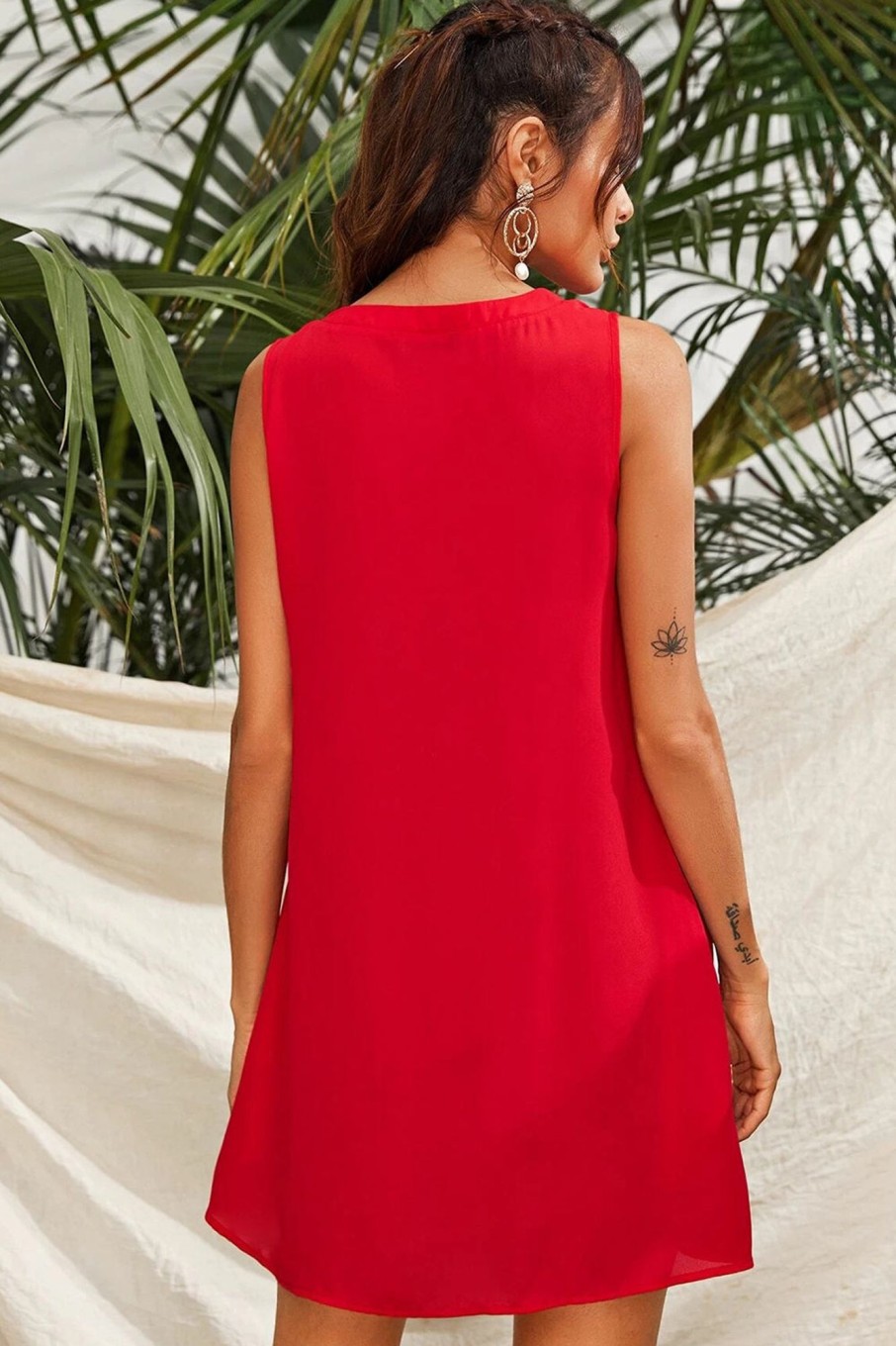 Women Styched Fashion | Red Pocket Dress