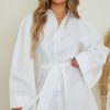 Women Styched Fashion | White Shirt Dress Flared Sleeves