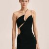 Women Styched Fashion | Asymmetric Black Side Slit Dress