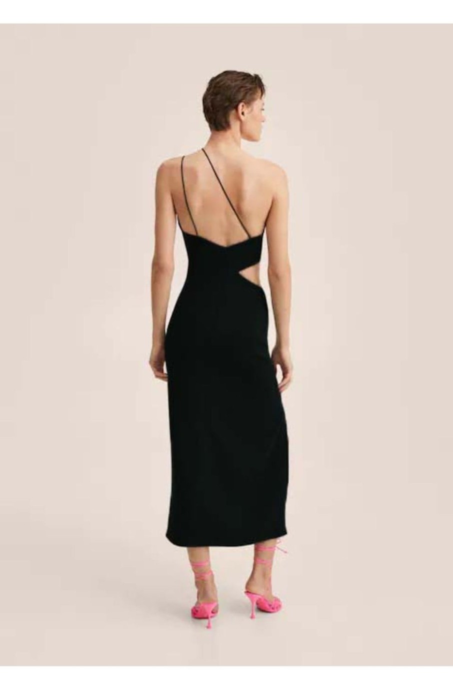 Women Styched Fashion | Asymmetric Black Side Slit Dress