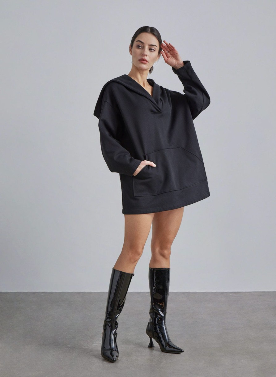 Women Styched Fashion | Baggy Tunic Hoodie Dress