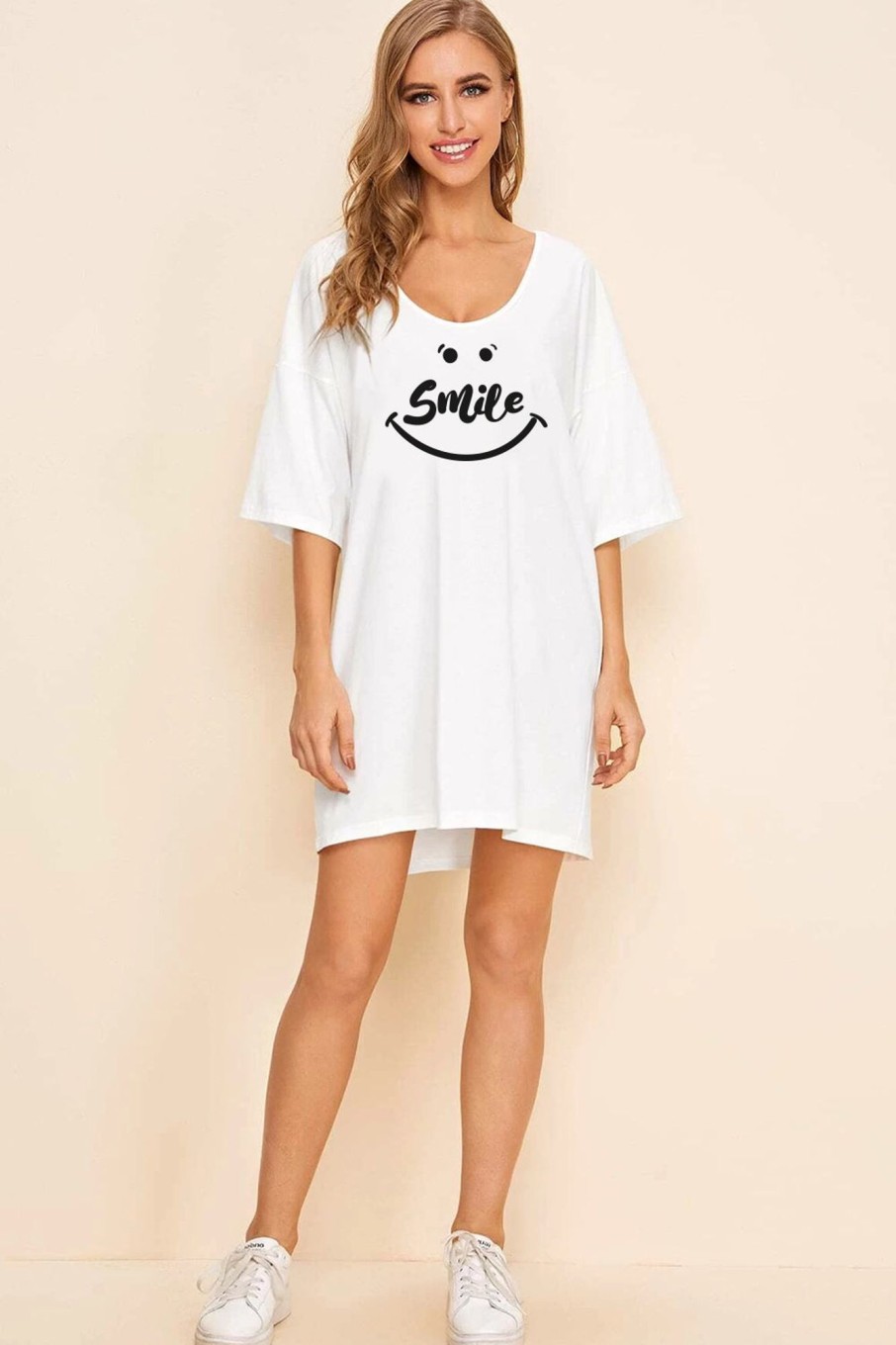 Women Styched Fashion | White Tee Dress