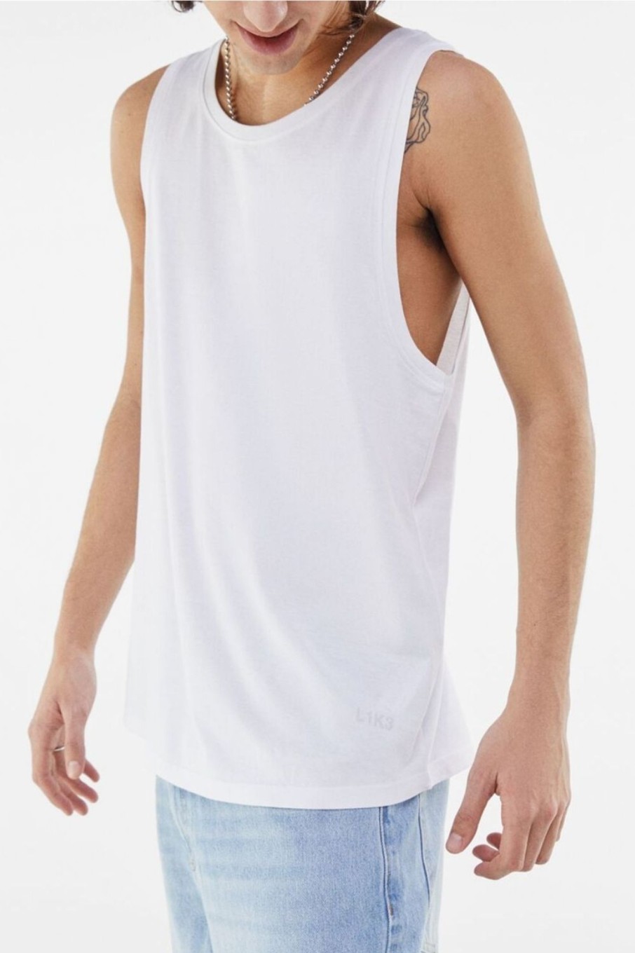 Men Styched Fashion | Sleeveless White Tshirt