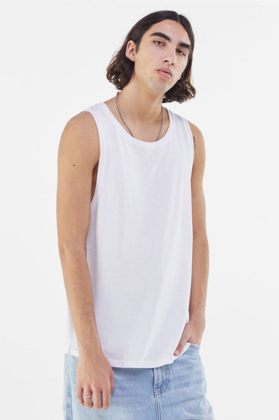 Men Styched Fashion | Sleeveless White Tshirt