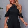 Women Styched Fashion | Cold Shoulder Ruffle Romper