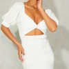 Women Styched Fashion | White Milkmaid Mini Bodycon