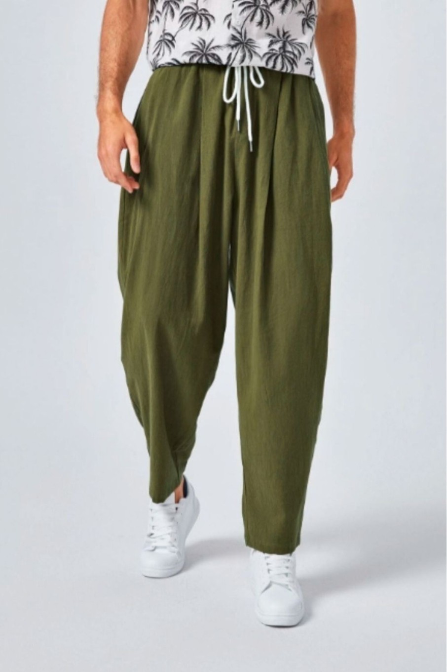 Men Styched Fashion | Men Drawstring Waist Harem Trousers