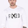 Men Styched Fashion | Fixed - Printed Graphic White Full Sleeve 100% Cotton T-Shirt