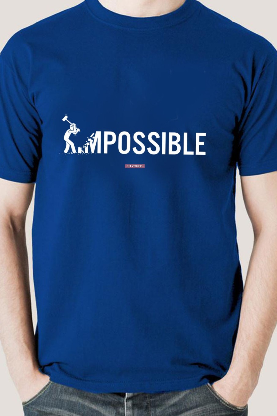 Men Styched Fashion | Impossible - Breaking Im From Impossible - Blue Casual All Weather Fabric Blue Tee