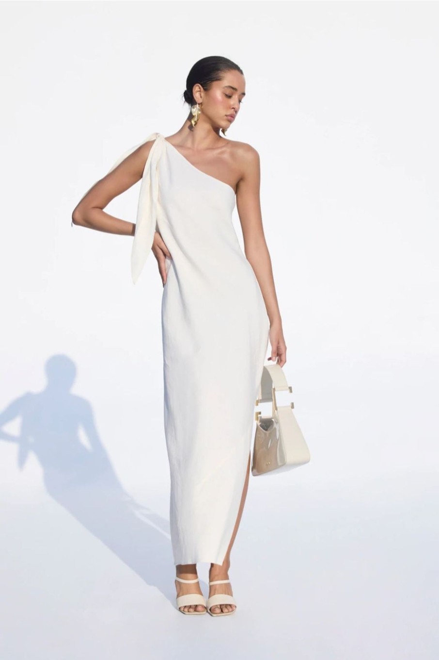 Women Styched Fashion | White Tie Up One Shoulder Summer Dress