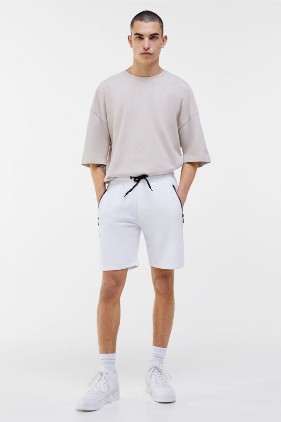 Men Styched Fashion | Drawstring Shorts White