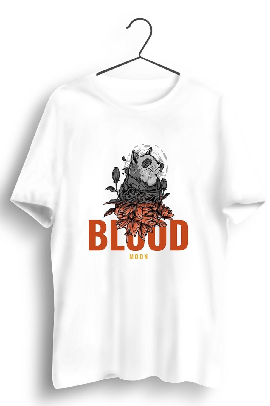 Men Styched | Blood Moon Graphic Printed White Tshirt