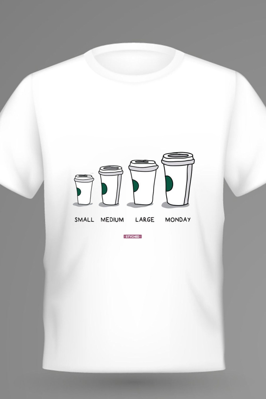 Men Styched Fashion | Small To Monday Coffee - Graphic T-Shirt White Color