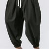 Men Styched Fashion | White Drawstring Harem Trouser